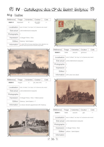 catalogue des cartes postales anciennes de Saint-Sulpice