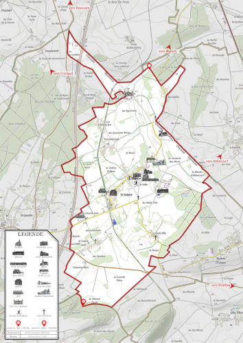 carte de Saint-Sulpice (Oise) avec la localisation des bâtiments