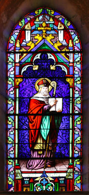 Saint-Sulpice le Pieux- vitrail à la Celle-sur-Morin