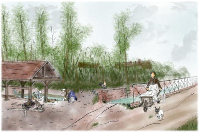 le lavoir et les lavandières à Saint-Sulpice (Oise)