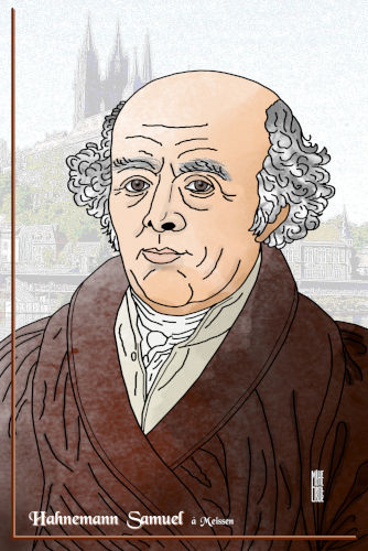 portrait de Samuel Hahnemann par MJCO d'après une gravure ancienne