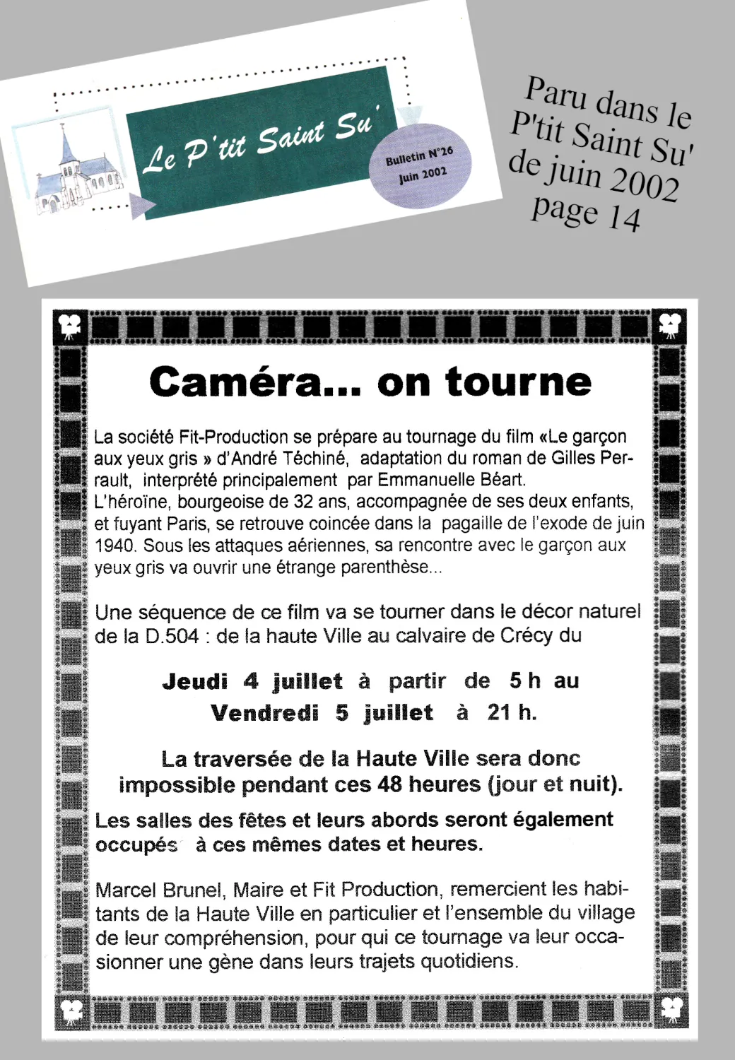 extrait du bulletin municipal n°26 de juin 2002