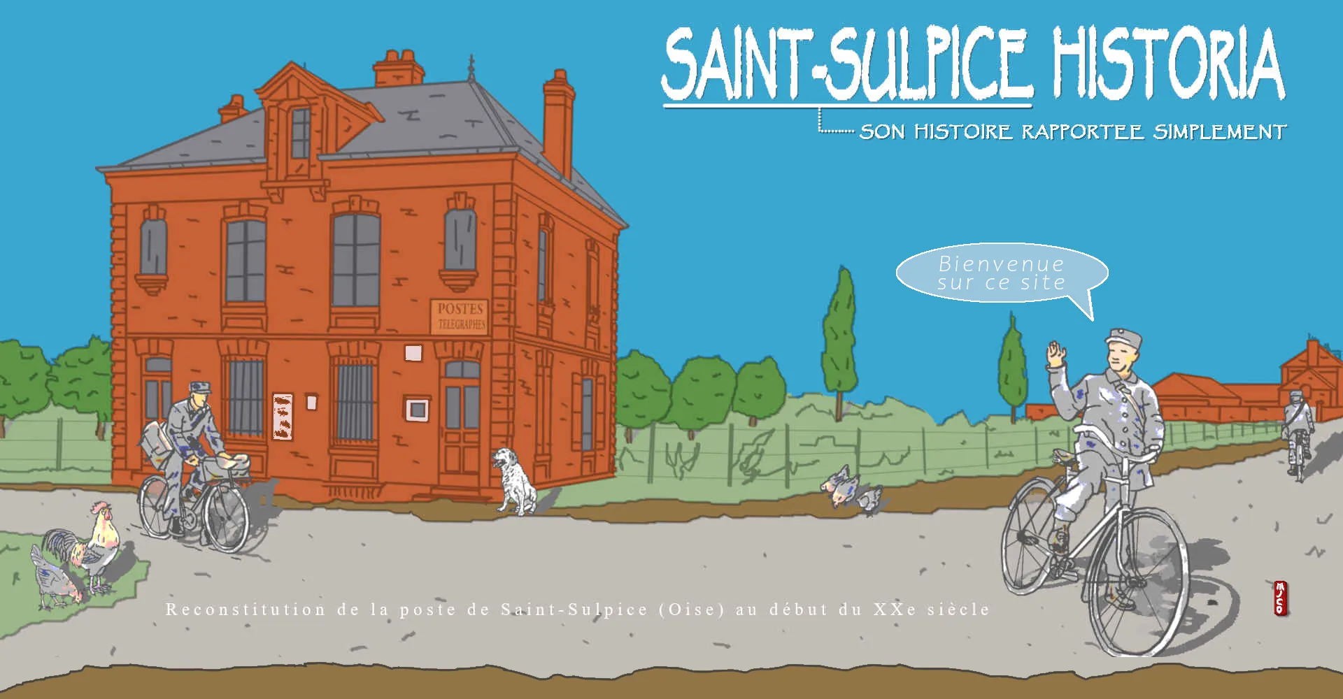 reconstitution historique de la poste de Saint-Sulpice vers 1900