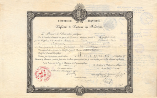 diplôme de médecin du docteur Albert Marçais