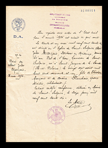 acte de décés du docteur Albert Marçais