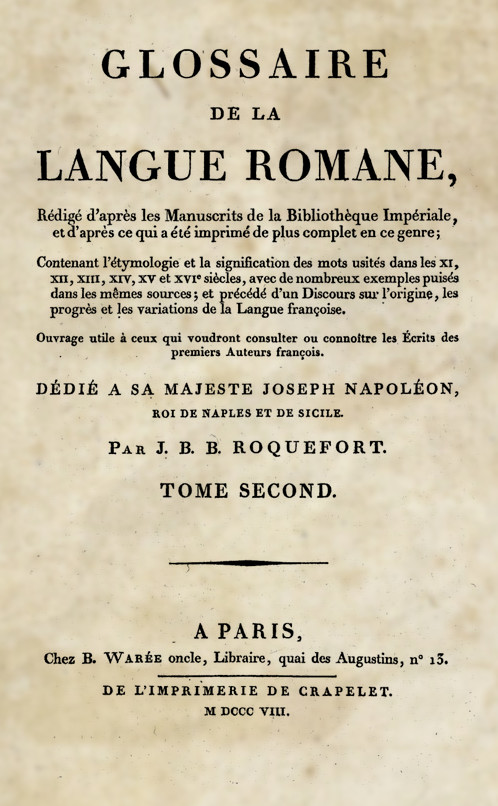glossaire de la langue romane de JBB Roquefort
