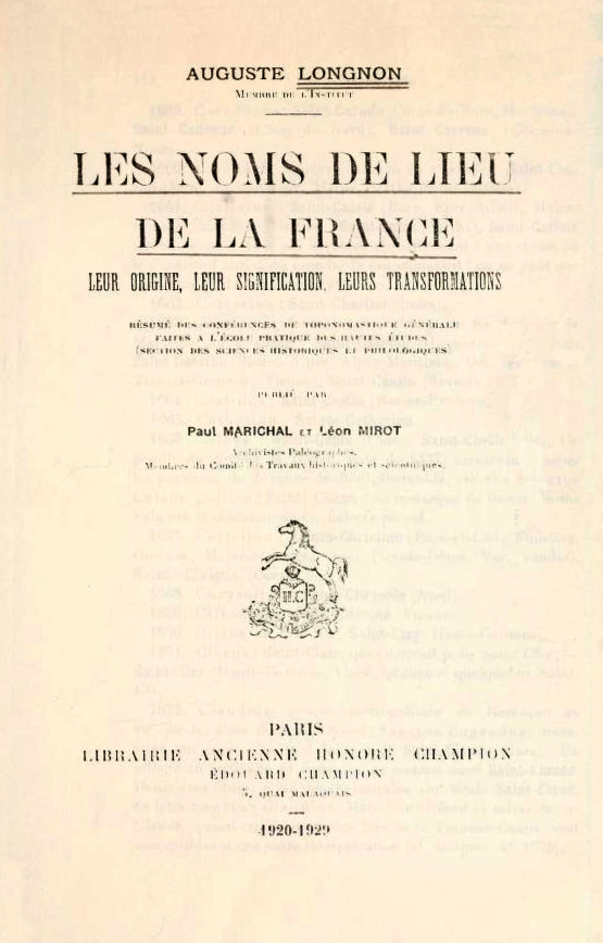 les noms de lieux de la France d'Auguste Longon