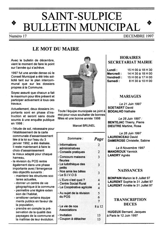 bulletin municipal décembre 1997