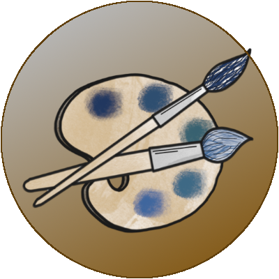 dessin palette de peintre bleu
